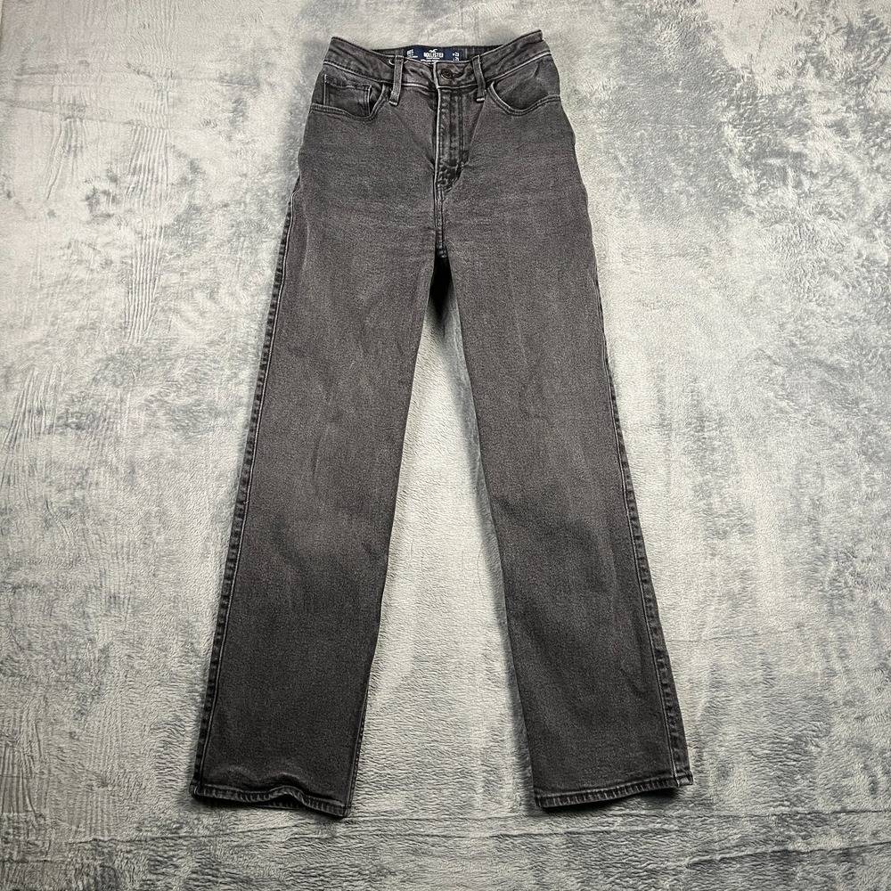 Hollister Ultra High Rise Dad Jeans Womens 00S Charcoal Gray Denim Straight Leg